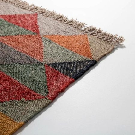 Handcrafted Jute Multicolor Vintage Dhurrie For Living